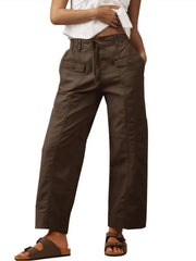 Fisoew cargo pants with wide-leg silhouette for casual, comfortable everyday wear.