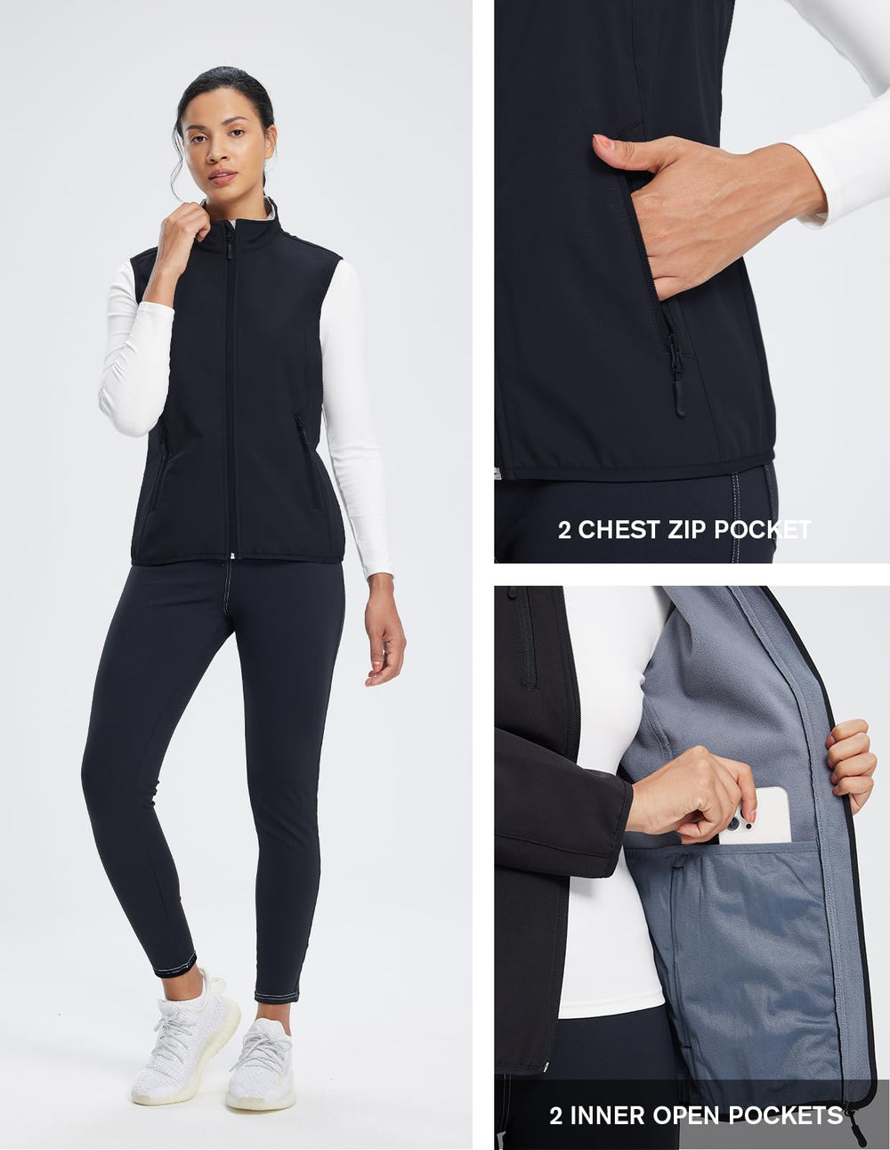 fit space women's softshell vest inner fleece lining for cozy comfort