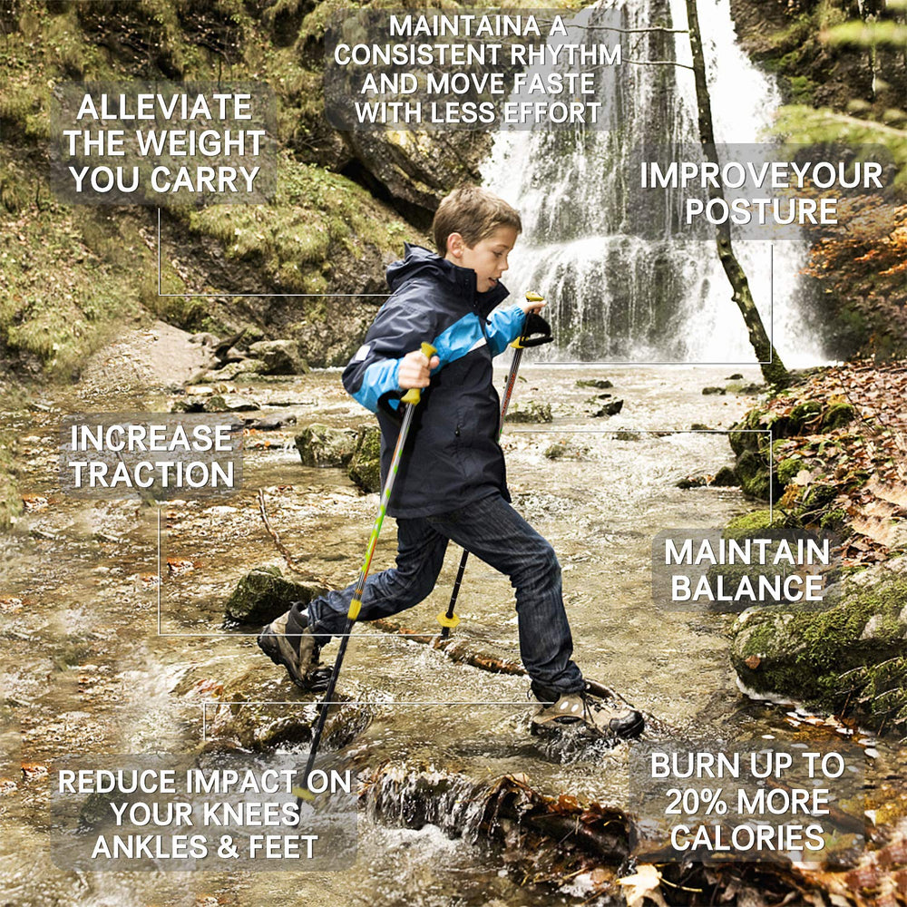 FitTrek Kids Poles anti-shock system reduces wrist and shoulder fatigue.