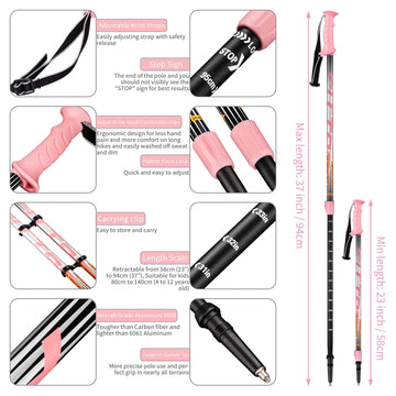 FitTrek Kids Poles ergonomic handles enable comfortable long-hike grips.