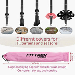 FitTrek Kids Poles extended height on hikes offer growing hikers stability.