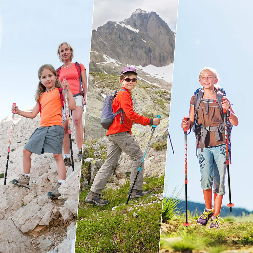FitTrek Kids Poles tungsten tip delivers durable traction on rugged terrain.