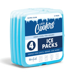 Fit & Fresh Cool Coolers 4-pack blue ice packs ready for lunchbox cooling.