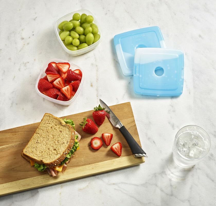 Fit & Fresh slim ice packs placed in a lunch bag keeping salads crisp.