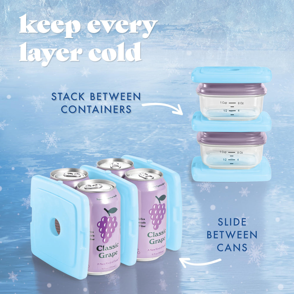 Fit & Fresh packs stack neatly at bag top for even cooling.