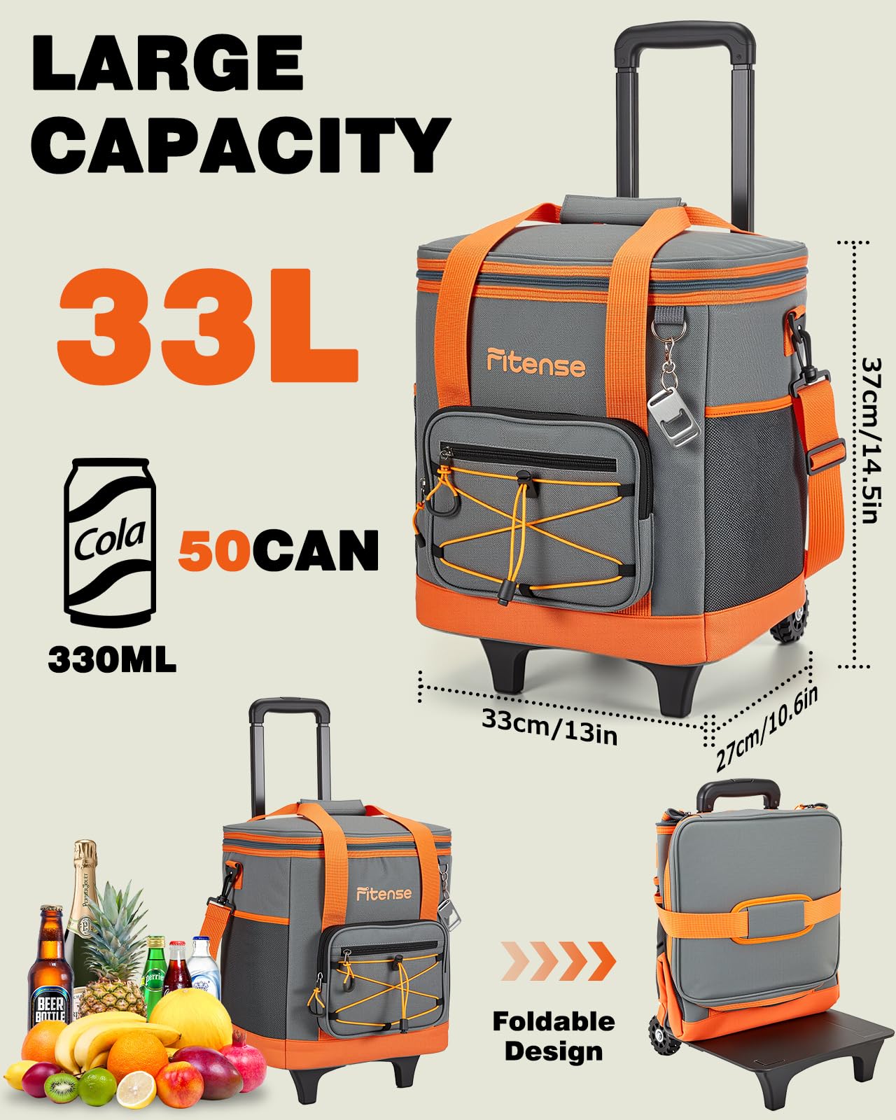 Fitense large main compartment holds drinks and snacks