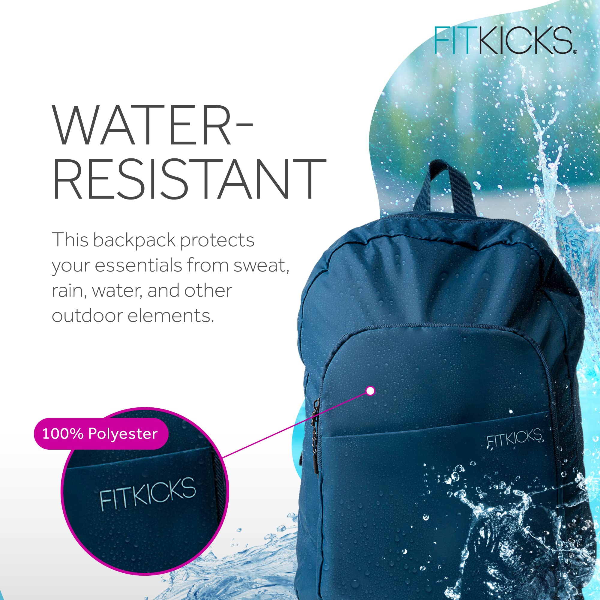 FITKICKS Hideaway blue packable design folded for compact storage