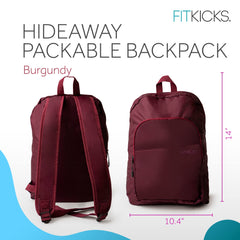 FITKICKS Hideaway backpack with multiple pockets keeps items organized.