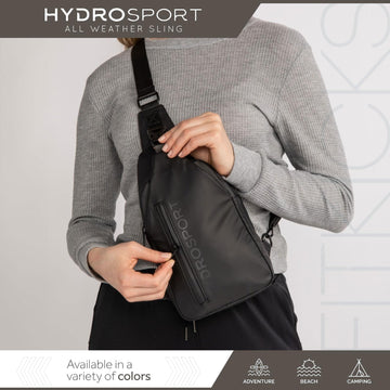 Adjustable strap on the Hydrosport sling bag for crossbody comfort.