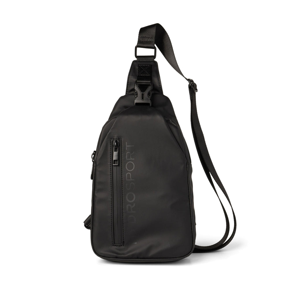 FITKICKS Hydrosport sling bag front with quick-access pocket for essentials.