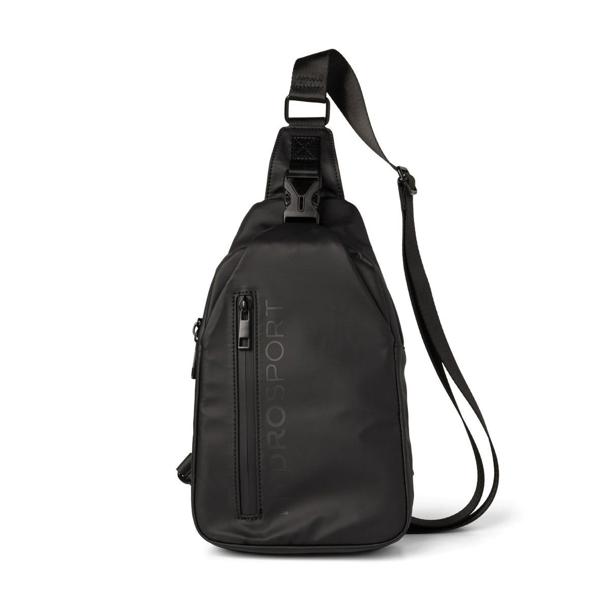 FITKICKS Hydrosport sling bag front with quick-access pocket for essentials.