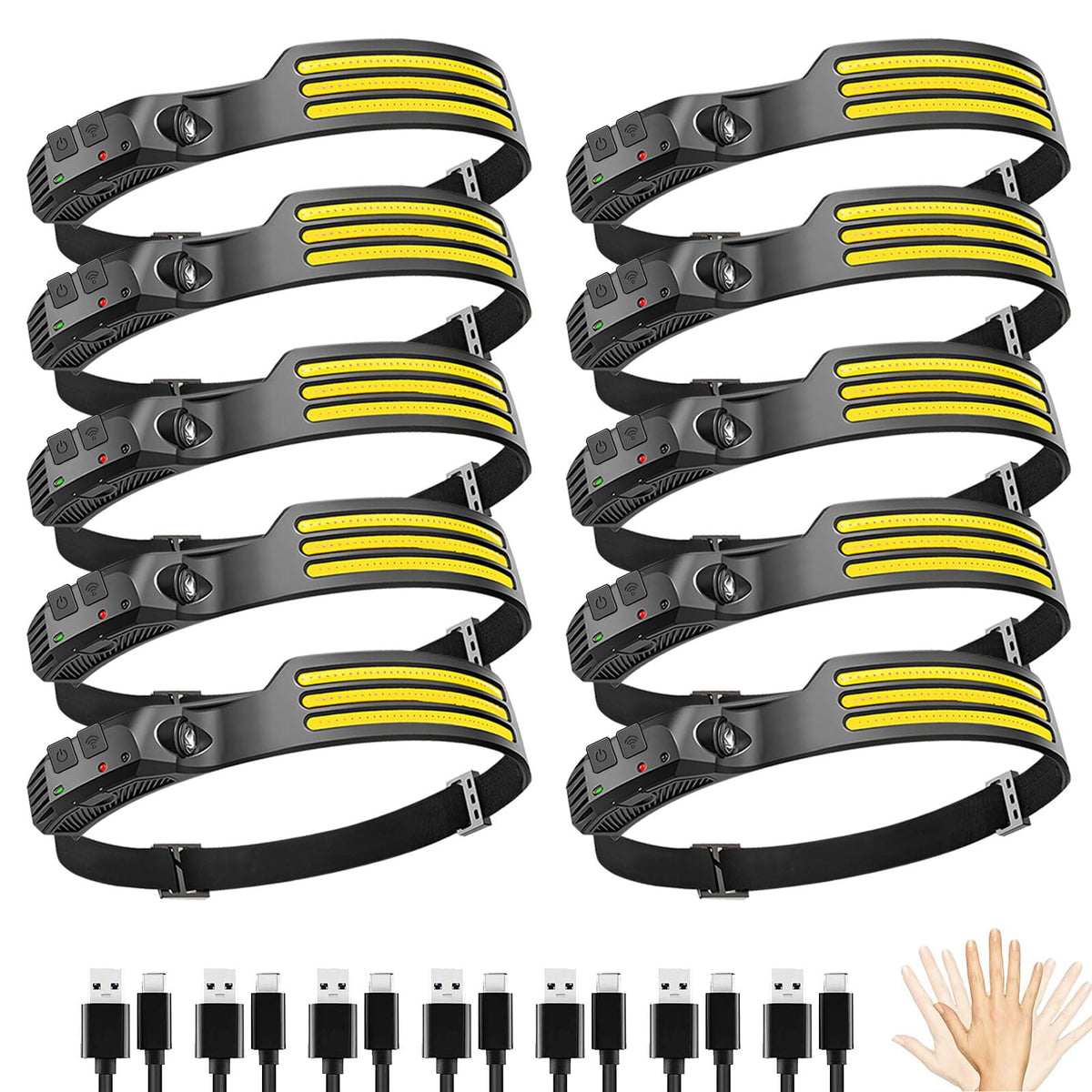 FITLCHZ headlamp with 3 LED strips for bright front illumination