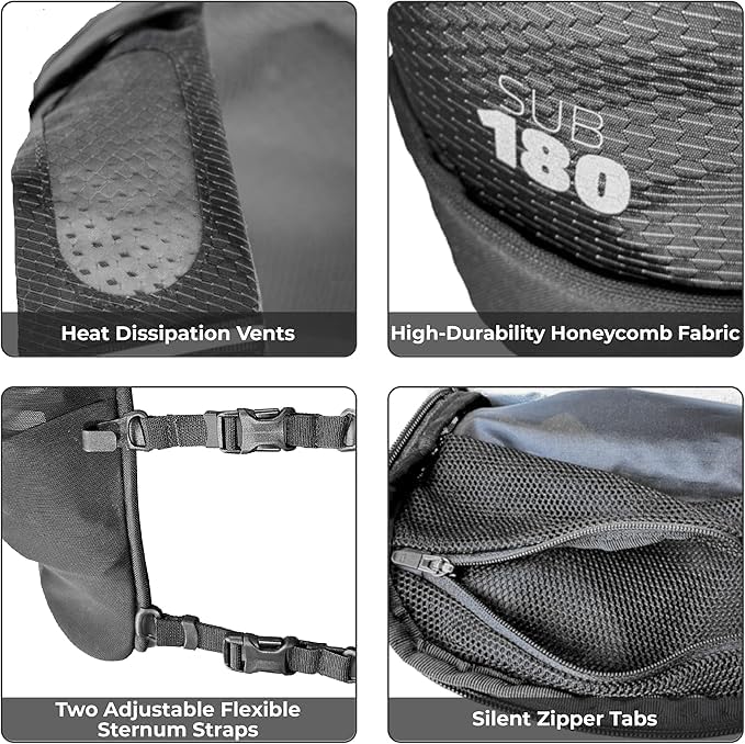 FITLY Sub180 four-pocket layout enables organized storage on trails