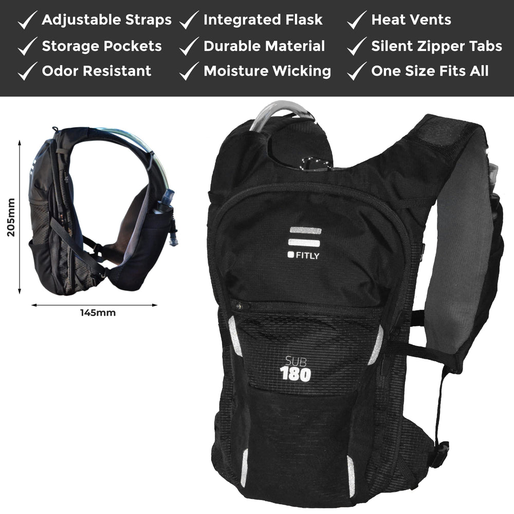 FITLY Sub180 four-pocket layout keeps essentials secure during runs.