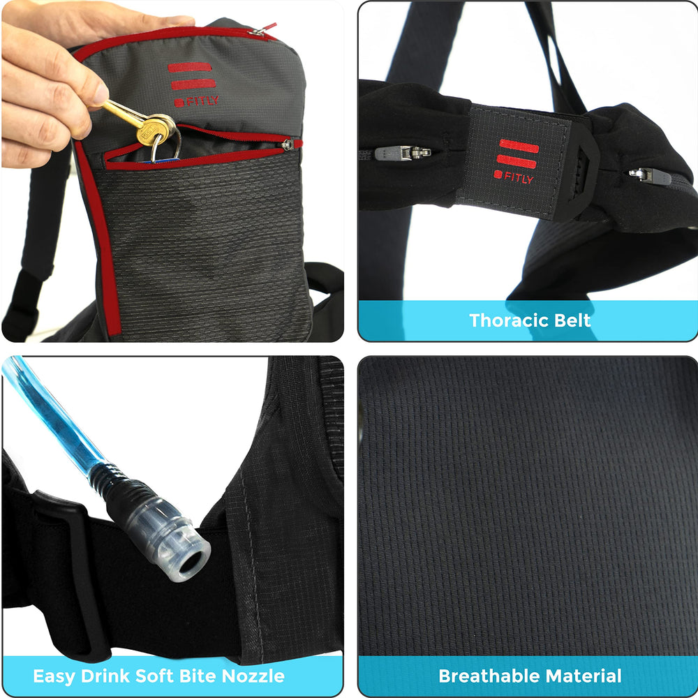 FITLY Sub90 hydration vest moisture-resistant fabric for quick drying.