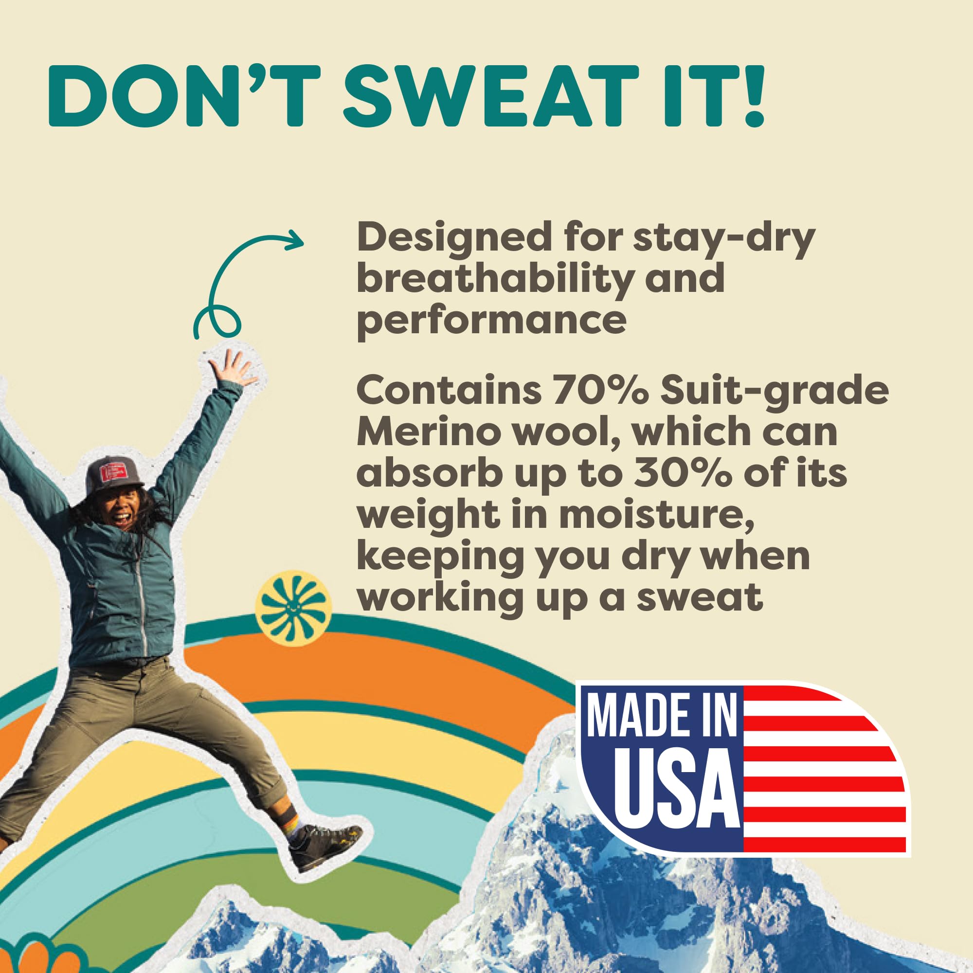 FITS Original socks in boot-ready crew length suit camp and daily wear.