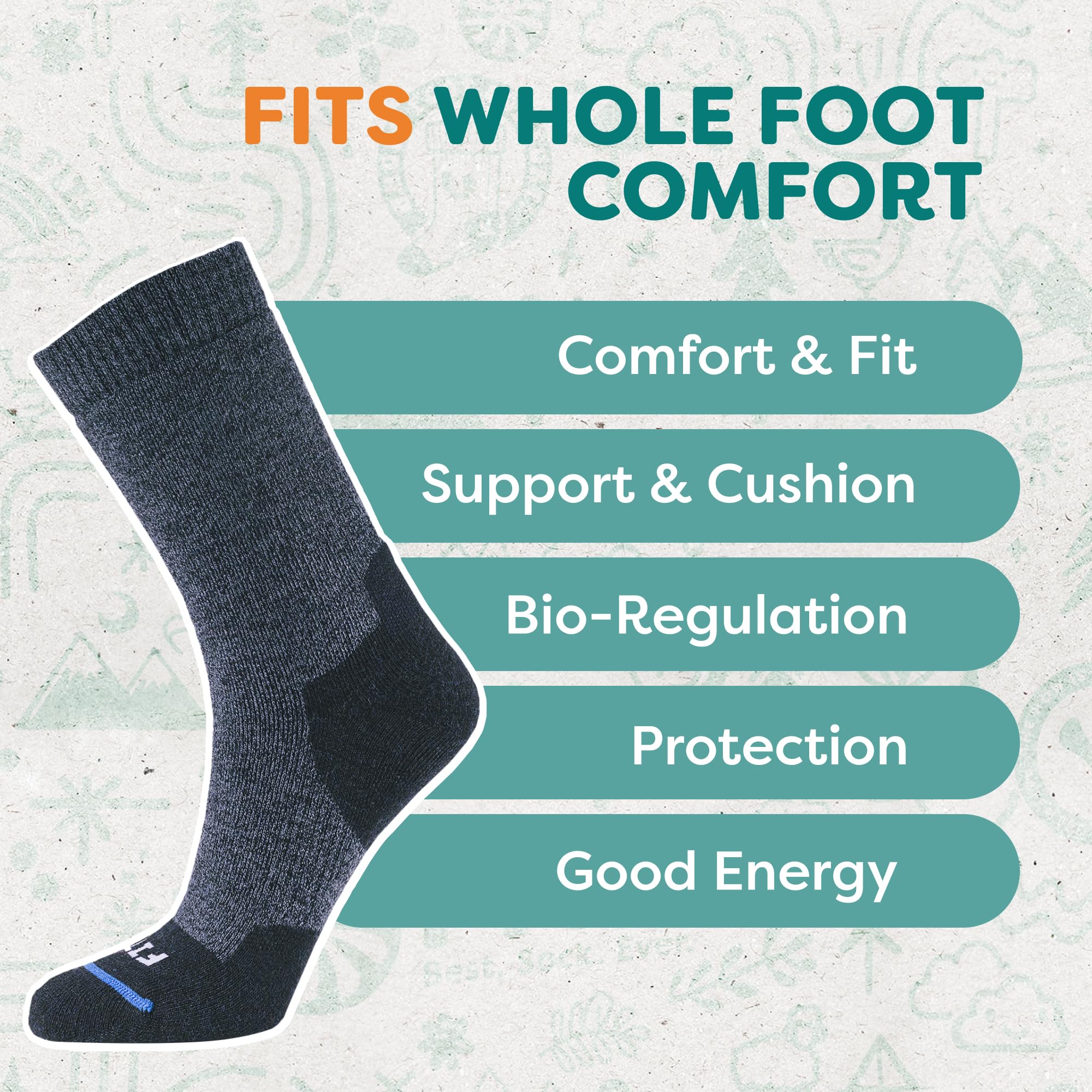 FITS socks reinforced nylon for durability on rocky terrain