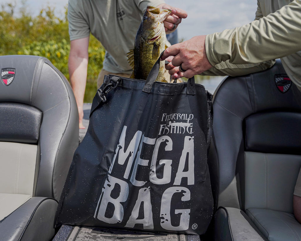 Close-up of welded seams and reinforced straps on heavy-duty fish bag