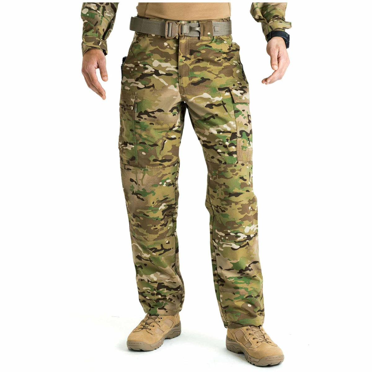 five-11 tactical camo cargo pants front view highlighting rugged durability for field tasks