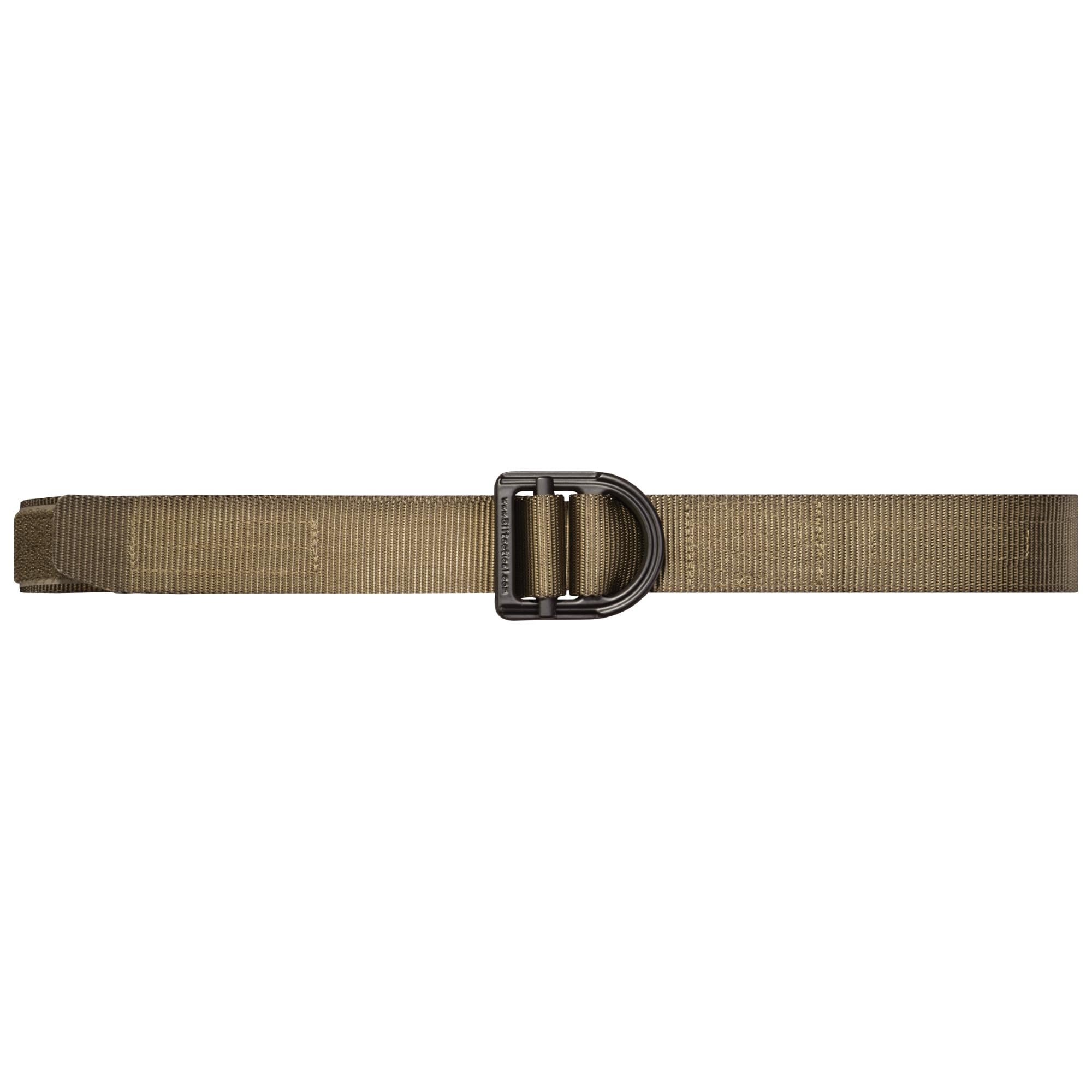 5.11 trainer belt on model shows secure stainless buckle for versatile carry