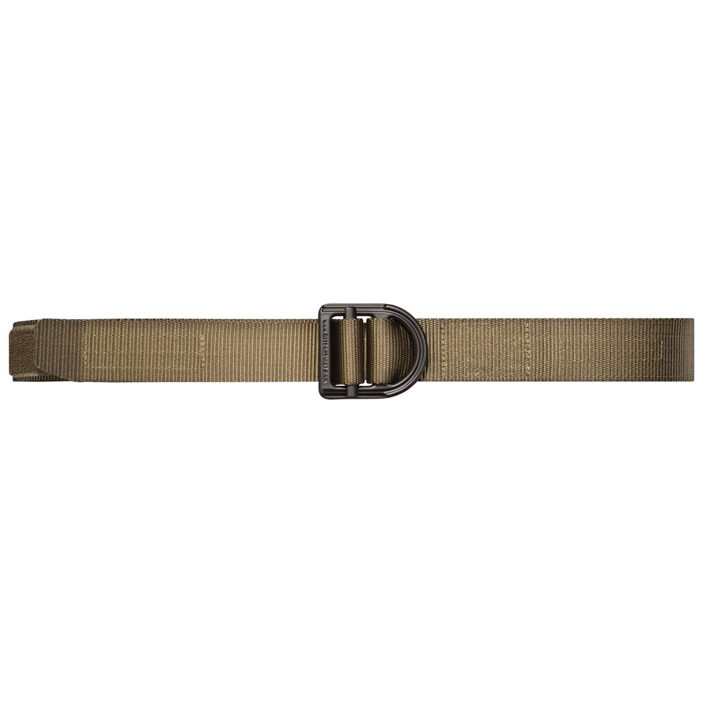 5.11 trainer belt on model shows secure stainless buckle for versatile carry