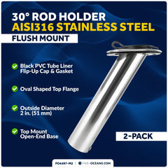 FO4497-M2 stainless steel rod holder with UV-resistant flip-up cap