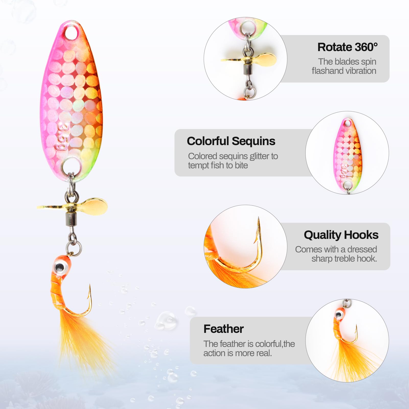 5-piece lure set suitable for trout, bass, steelhead and walleye