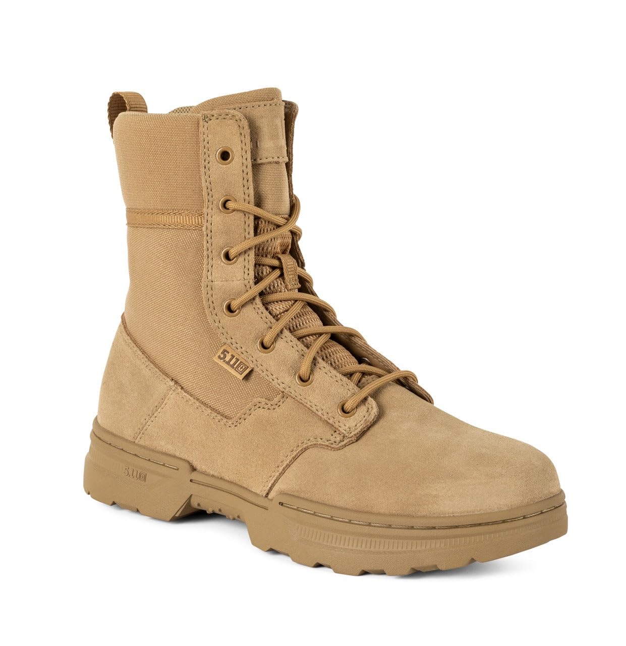 Five11 ARID boot in action demonstrates durable suede-nylon, reinforced stitching for rugged jobs.