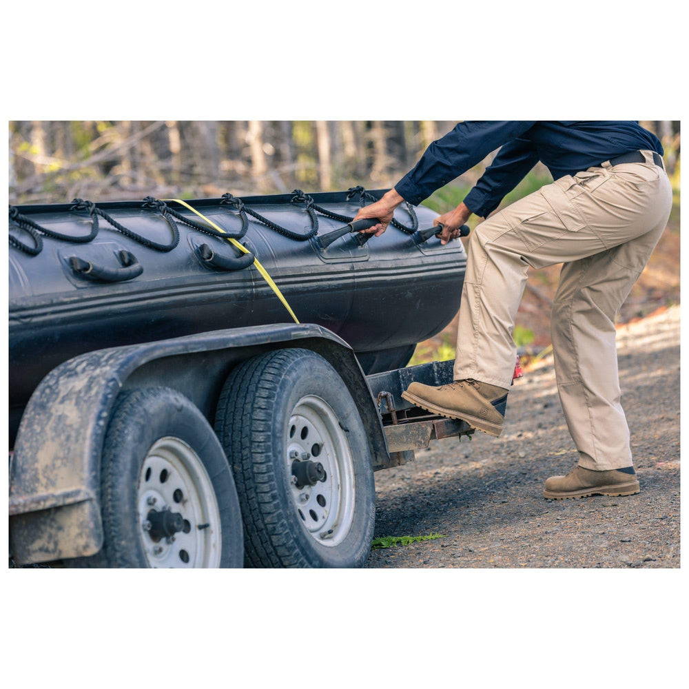 5.11 Taclite Pro Ripstop pants dark navy side view highlights gusseted mobility.