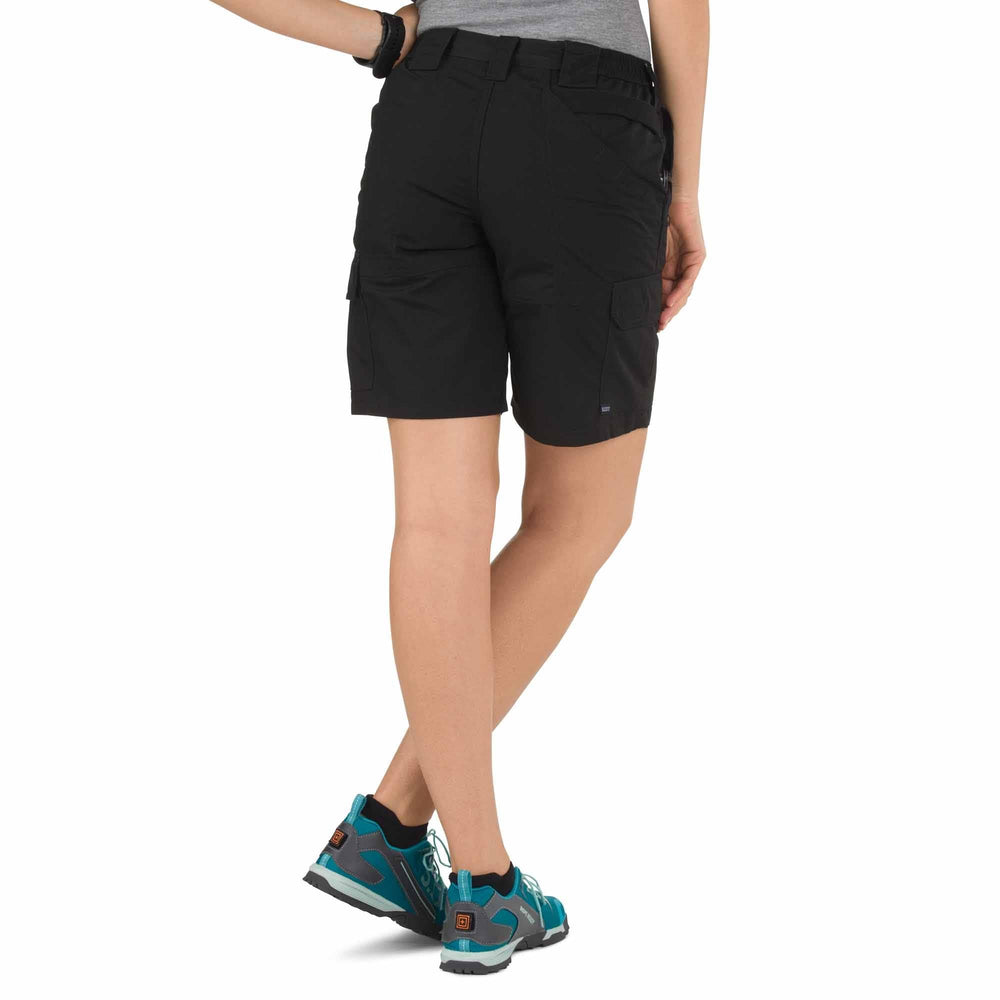 The 5.11 TACLITE Pro women's cargo shorts side pocket closeup highlights deep pockets for gear.