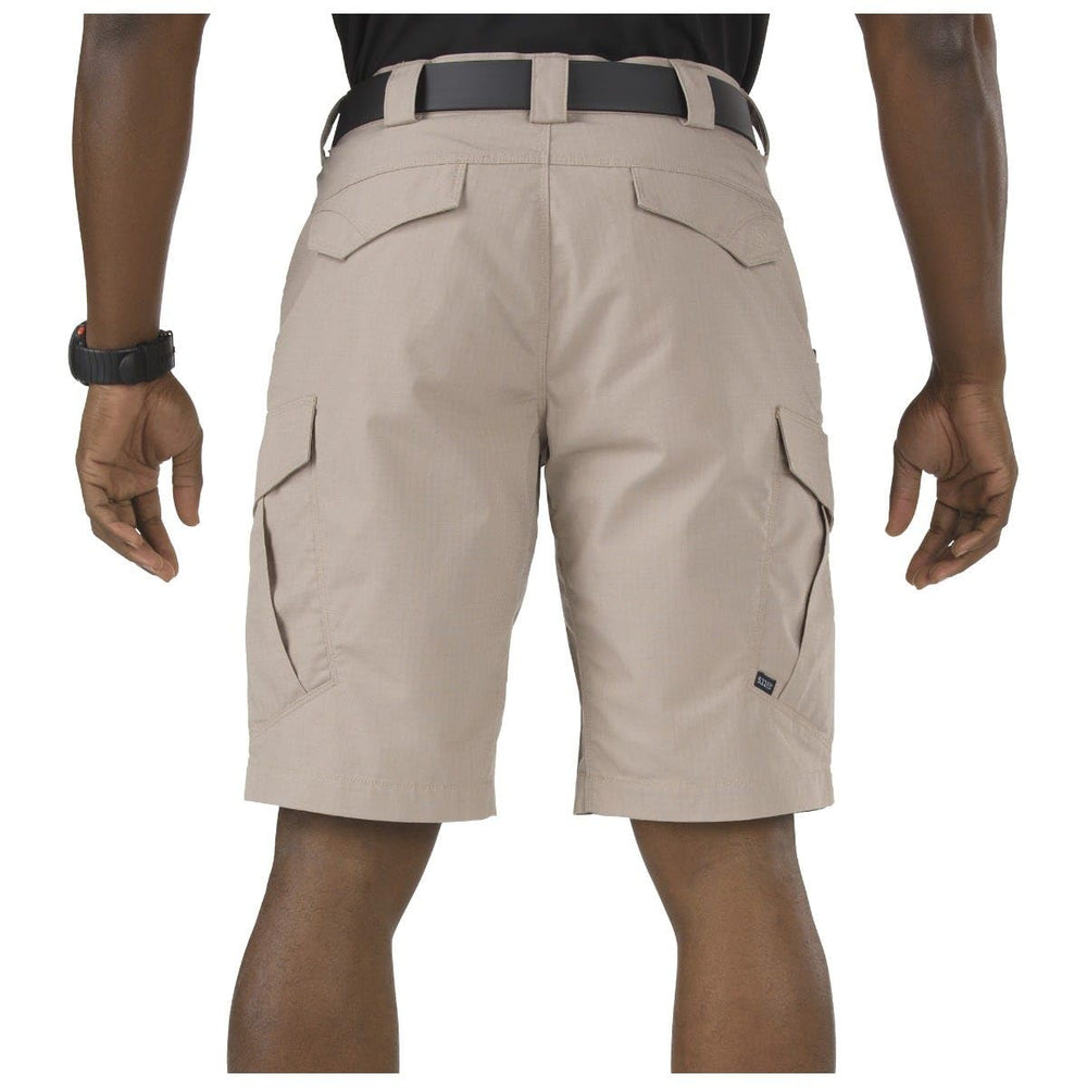 5.11 Tactical shorts side pocket close-up highlights accessible cargo pockets for quick gear
