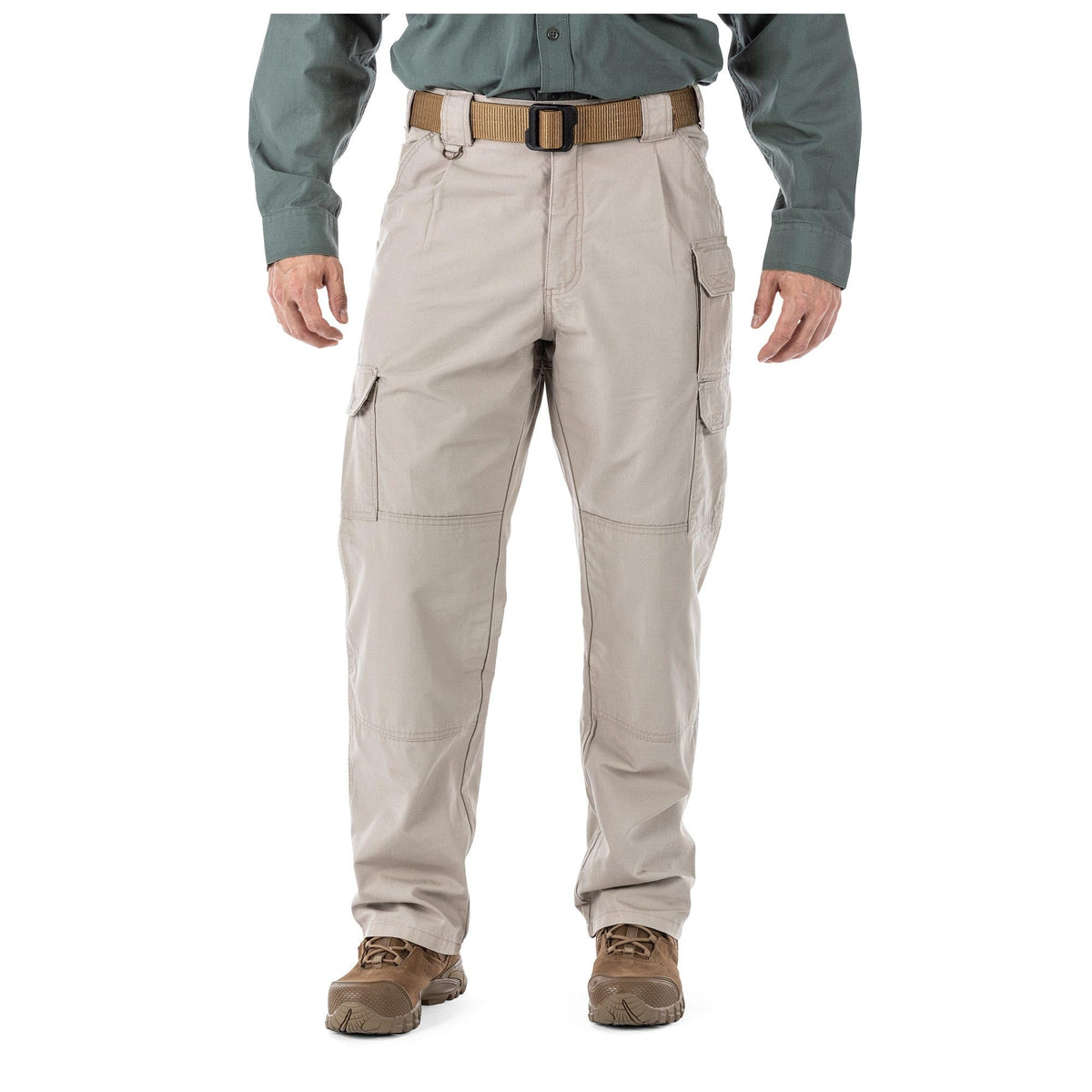 5.11 Tactical cargo pants khaki front view highlights seven-pocket tool access