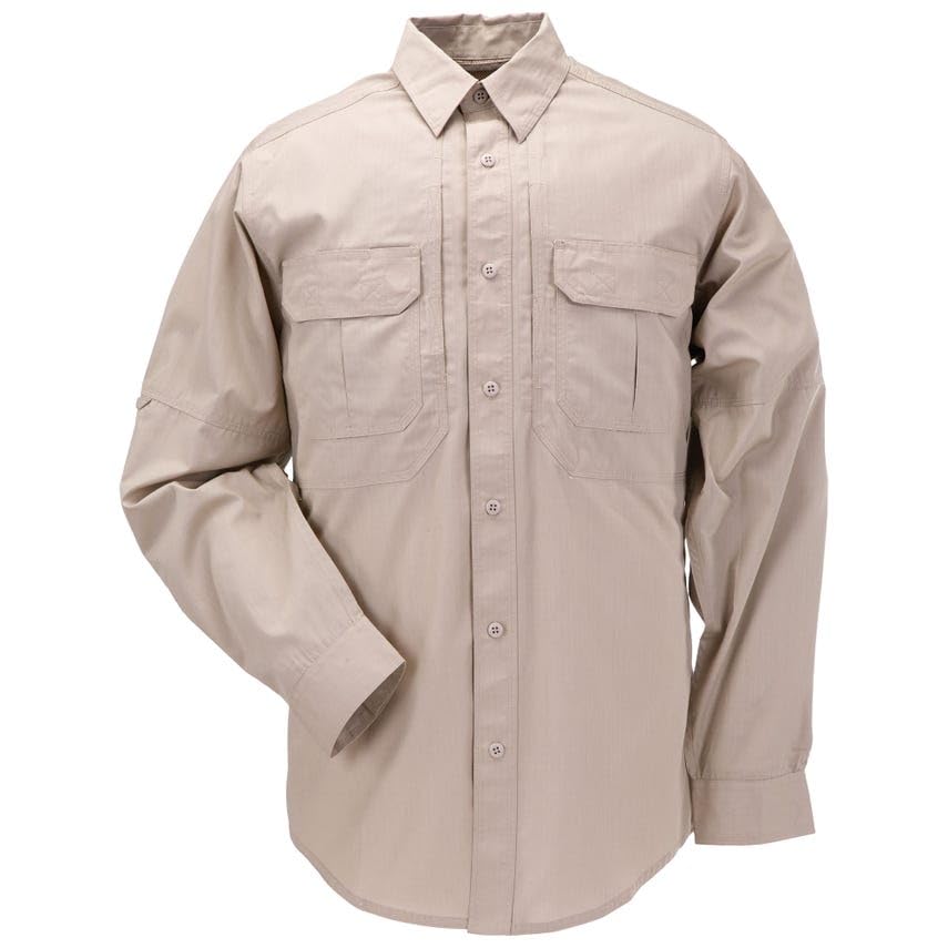 5.11 Tactical Taclite Pro shirt-with-pockets shown in khaki for durable field use
