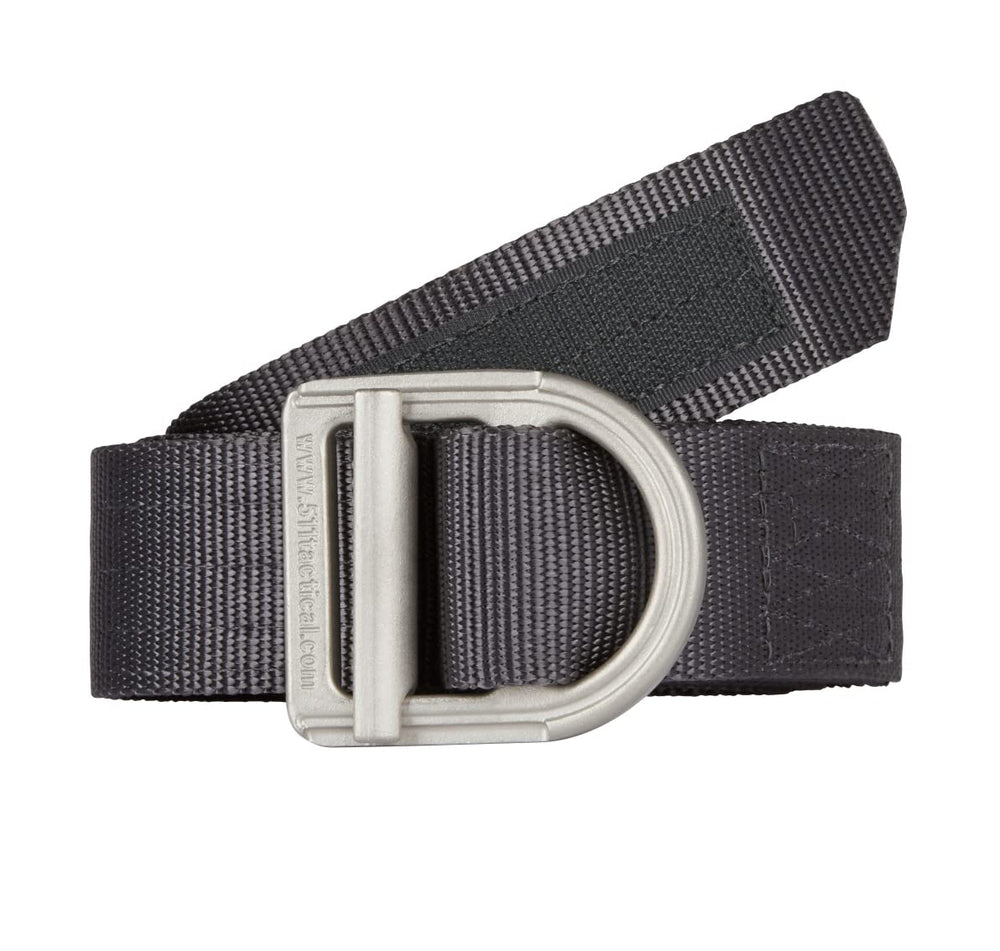 Five11 trainer belt buckle closeup showing stainless steel strength for heavy-duty securement.