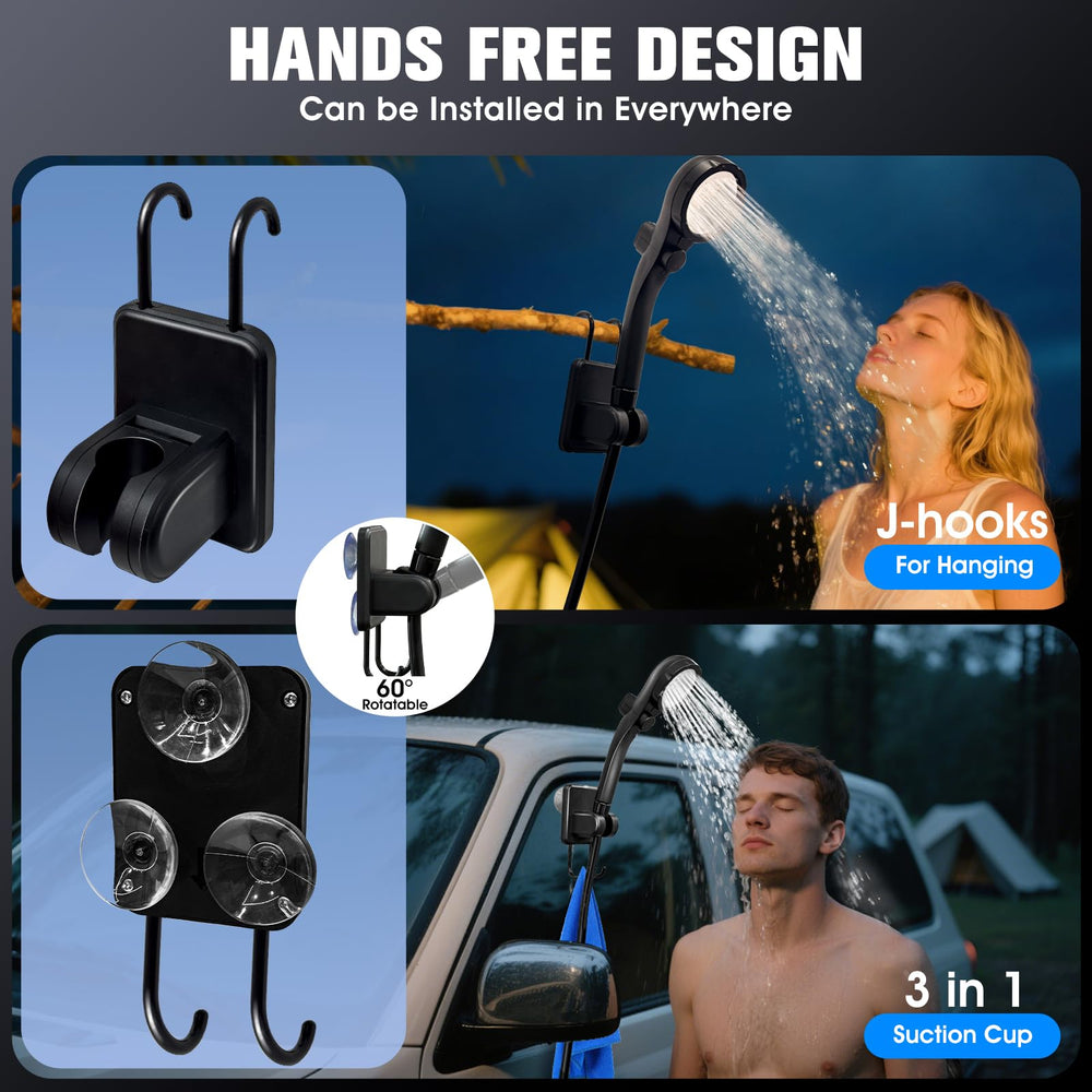 FizZeal portable shower being used to bathe a pet after outdoor activity