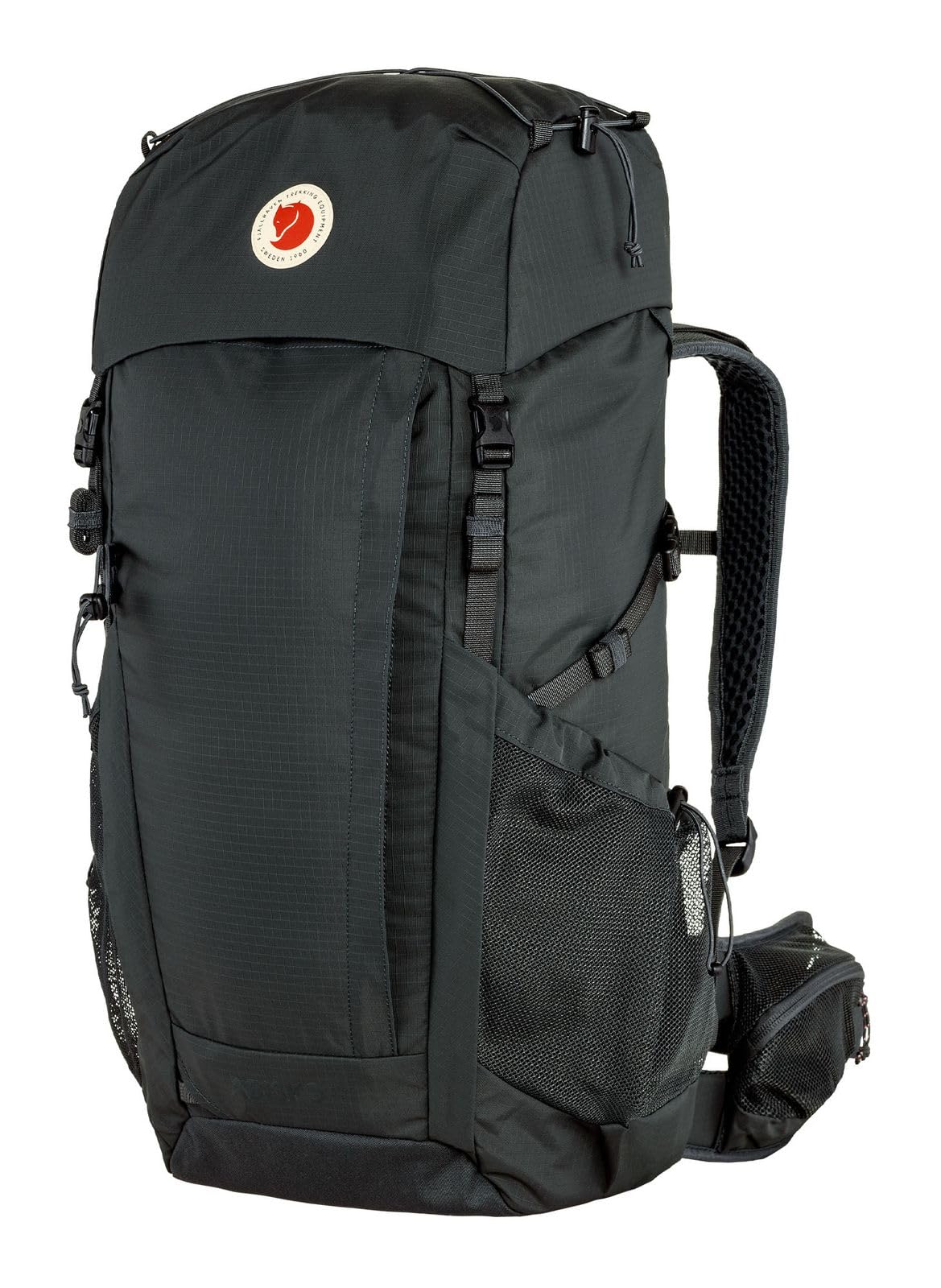 Fjällräven Abisko Hike 35 side view showing sturdy straps for balanced carrying