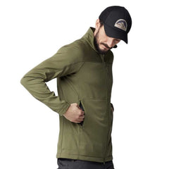 Fjällräven Abisko Lite Fleece Jacket Green LG packed in backpack for travel-ready layering