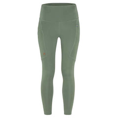 Fjällräven Abisko Tights in Patina Green front view for hiking comfort