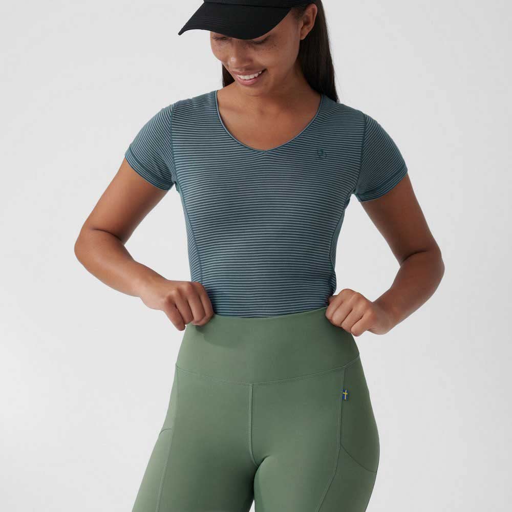 Fjallraven Abisko Tights W Indigo Blue M front view with sleek athletic cut