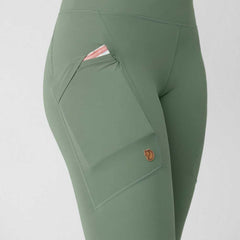 Fjallraven Abisko Tights W Indigo Blue M side view illustrating durable knee area