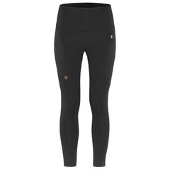 Fjällräven Abisko Tights front view, black, ideal for comfortable trail hiking.