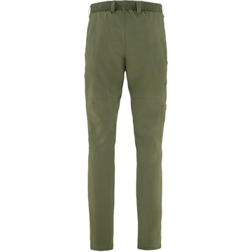 Fjallraven Abisko Trail Stretch Trousers Laurel Green pocket detail for secure trail storage.