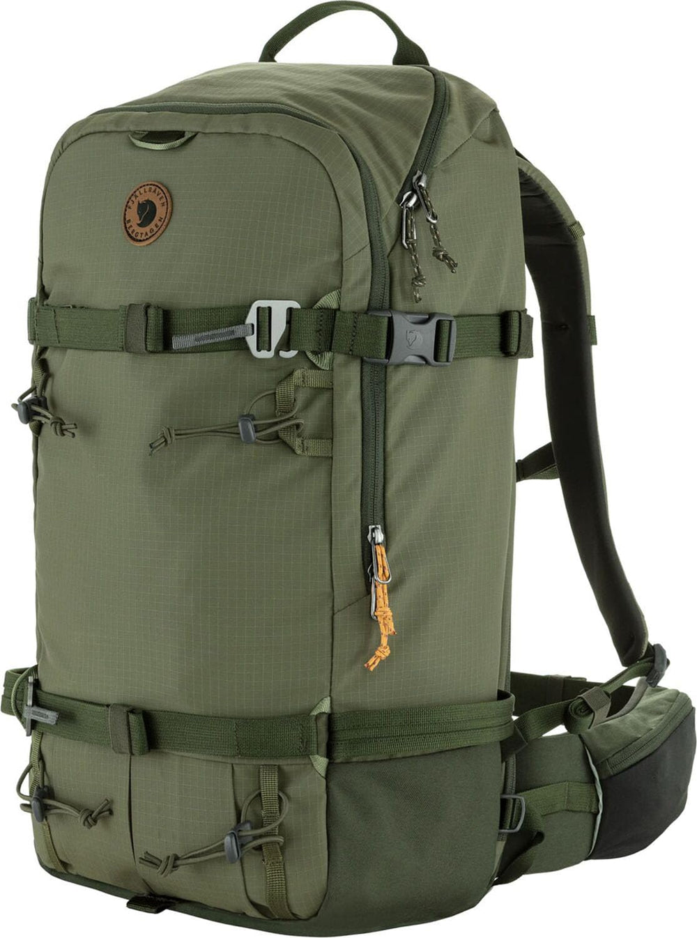 Fjällräven Bergtagen Touring 30L backpack close-up of recycled nylon fabric and PU coating