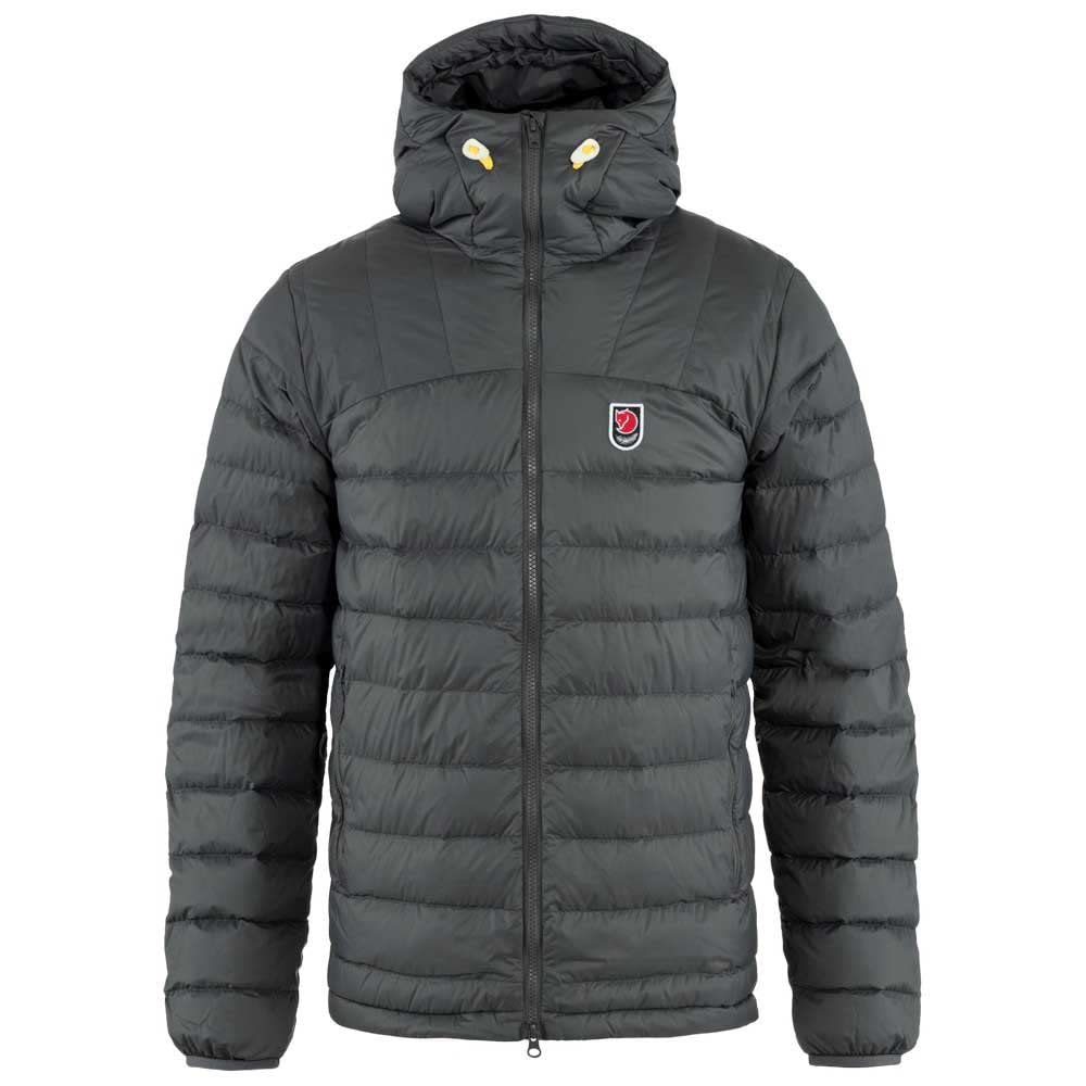 Fjällräven Expedition Pack Down Hoodie Basalt front view for versatile outdoor warmth