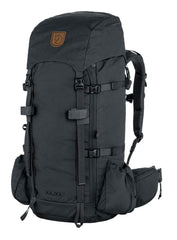 Fjällräven Kajka 35 S/M coal black front view, durable Vinylon fabric and roomy main compartment.