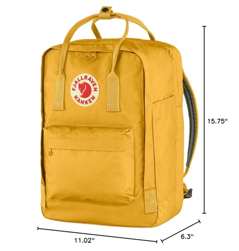 Fjällräven Kanken Laptop 15 main compartment open demonstrates laptop access and organization