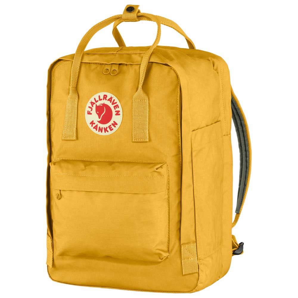Fjällräven Kanken Laptop 15 side pocket view shows quick access to essentials