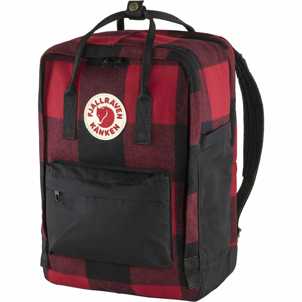 Fjällräven Kånken Re-Wool laptop compartment protecting a 15-inch device.