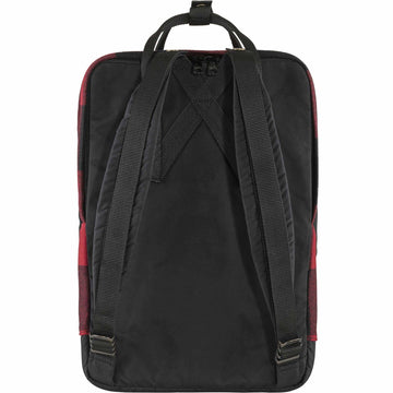 Fjällräven Kånken Re-Wool laptop backpack side pockets for quick access.