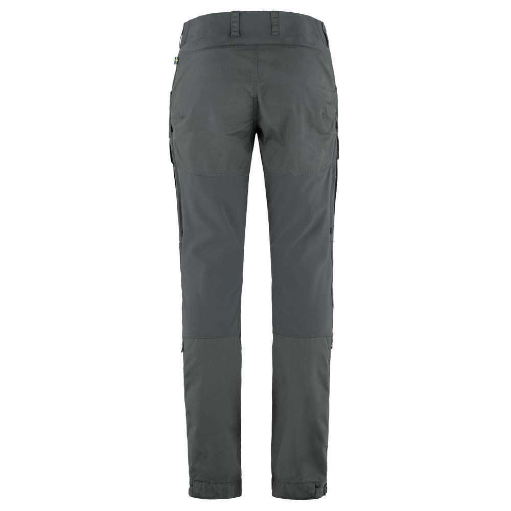 Fjällräven Keb Curved Women's Trouser Basalt side view with ventilation openings for airflow.